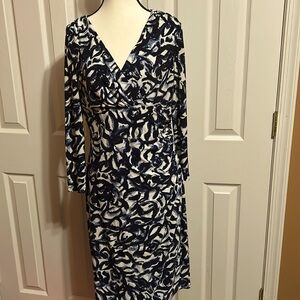 Women's Floral Stretch Jersey Long-Sleeve Dress size 10